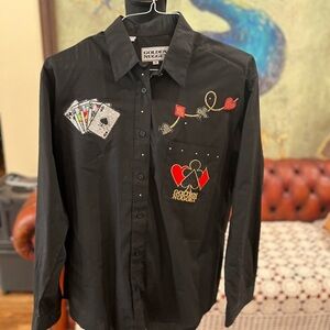Black Embroidered “Golden Nugget”Men's Casual Shirt size medium